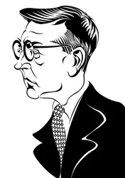 Dmitri Schostakowitsch - Karikatur des russischen Komponisten im Profil